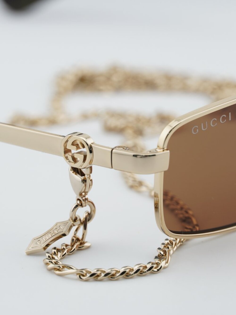 Gucci GG1600S 002 Rectangle Sunglasses - Gold / Brown - Picture 10 of 12